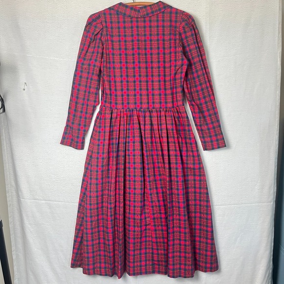Lanz Originals VTG 60s Tartan Plaid Holiday Dress Cotton Christmas Long Sleeve - Picture 5 of 8
